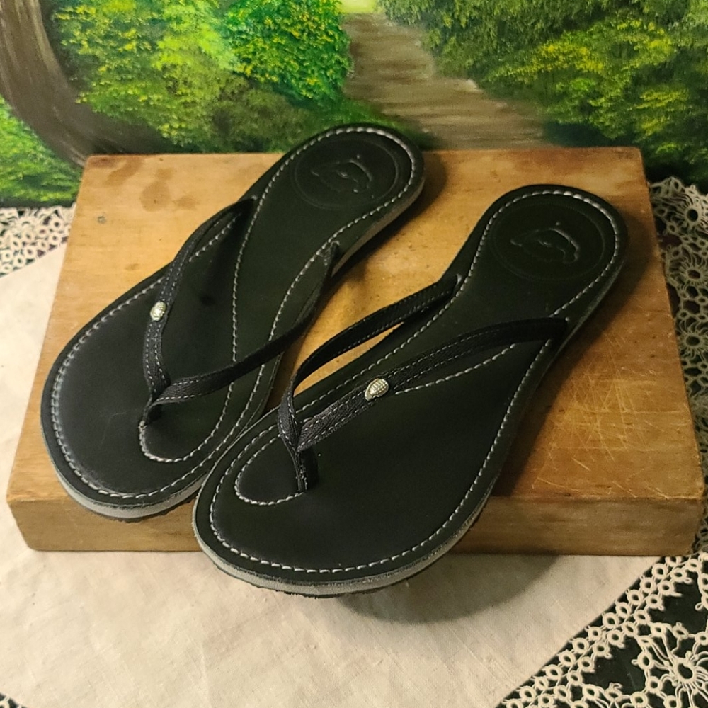 Black Leather Flip Flop
